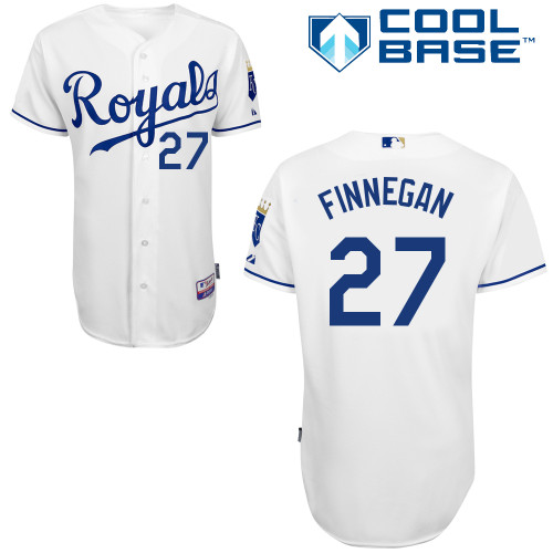 Brandon Finnegan #27 MLB Jersey-Kansas City Royals Men's Authentic Home White Cool Base Baseball Jersey